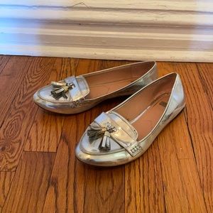 Mirror metallic silver Zara loafers